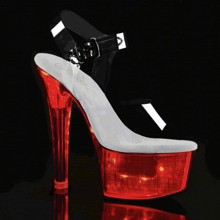 Tocuri de 15 cm - Sandale sexy cu led, Pleaser, toc de 15 cm, FLASHDANCE 608 CH