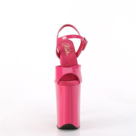 Sandale erotice cu toc inalt, roz lac, cu toc de 23 cm [1]