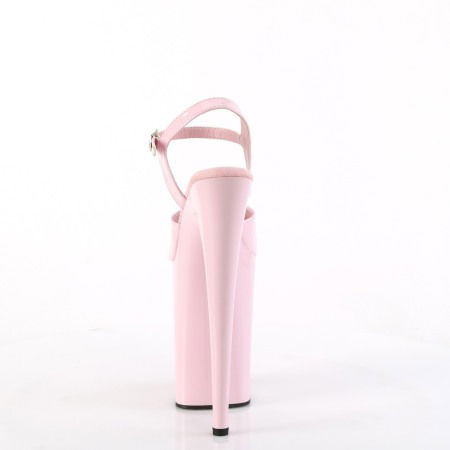 Sandale cu toc inalt, roz lac, cu toc de 23 cm [3]