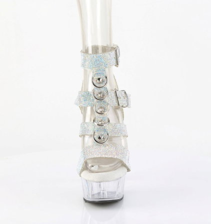 Sandale cu platforma transparente, cu barete cu pietricele de mireasa, Delight 656 RS [1]