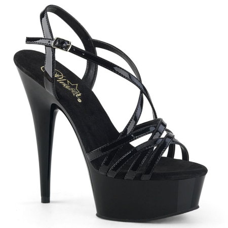 Sandale Pole Dance - sandale negre cu toc si platforma elegante cu barete Delight 613, Pleaser