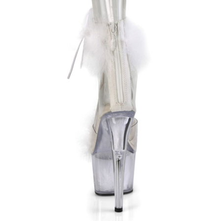sandale pole dance albe cu puf Adore 724 F toc 18 cm platforma transparenta Pleaser [4]
