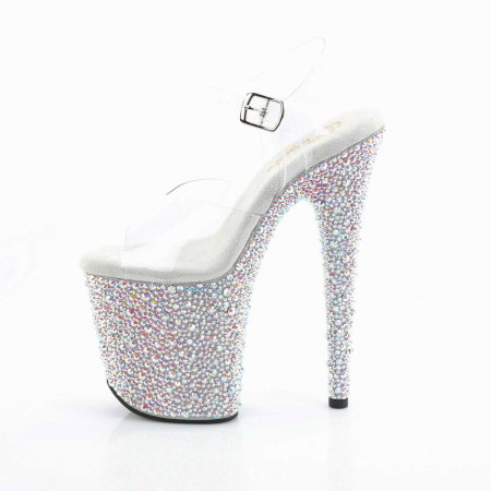 Sandale pole dance Pleaser BEJEWELED-808MS negre cu platformă acoperită cu cristale [1]