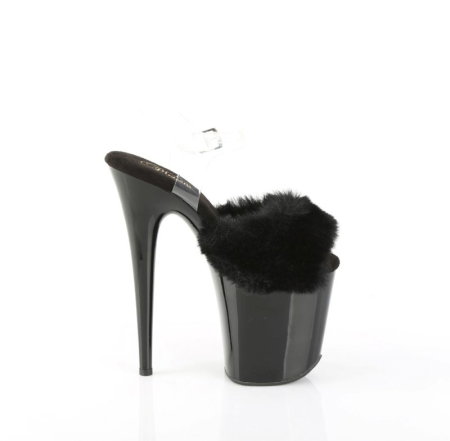sandale pole dance negre cu puf toc 20 cm Flamingo 808 FUR Pleaser [3]