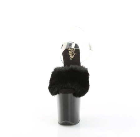 sandale pole dance negre cu puf toc 20 cm Flamingo 808 FUR Pleaser [1]