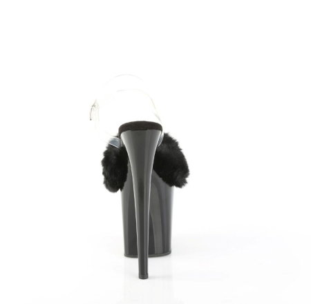sandale pole dance negre cu puf toc 20 cm Flamingo 808 FUR Pleaser [2]