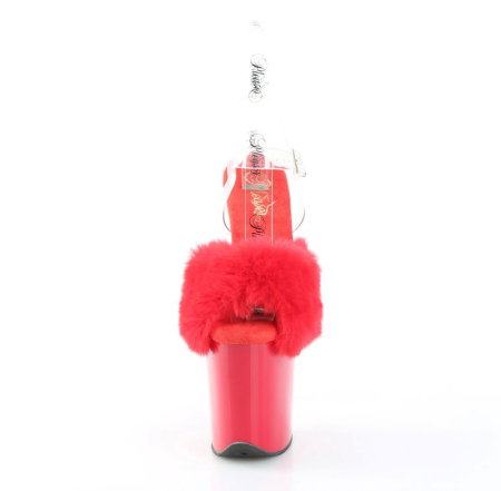 sandale pole dance rosii cu puf toc 20 cm Flamingo 808 FUR Pleaser [1]