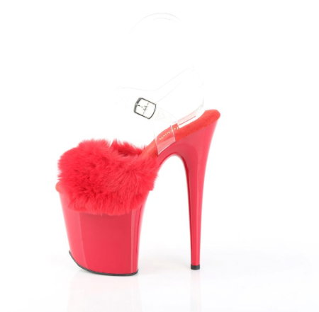 sandale pole dance rosii cu puf toc 20 cm Flamingo 808 FUR Pleaser [3]