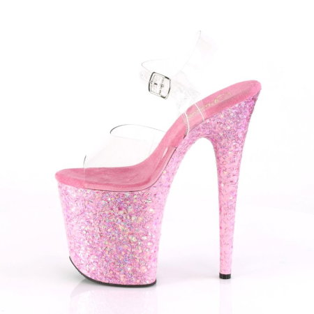 Sandale Pole Dance roz cu sclipici Pleaser FLAMINGO 808 CF toc 20 cm [2]