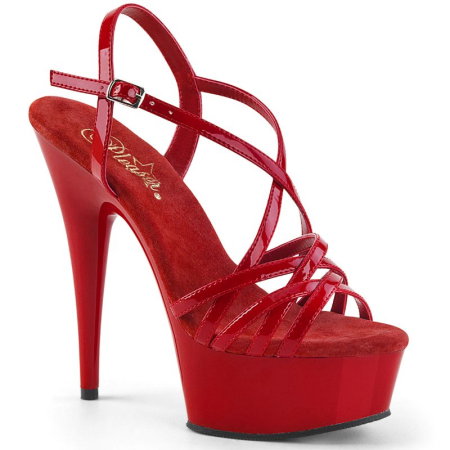 Sandale Pole Dance - sandale rosii cu toc si platforma elegante cu barete Delight 613, Pleaser