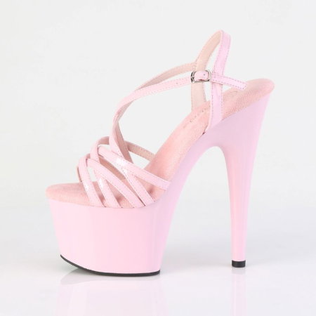 Sandale roz pastel exotic flow ADORE 713 Pleaser cu barete incrucistate si platforma 7 cm [2]