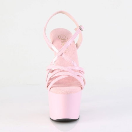 Sandale roz pastel exotic flow ADORE 713 Pleaser cu barete incrucistate si platforma 7 cm [3]
