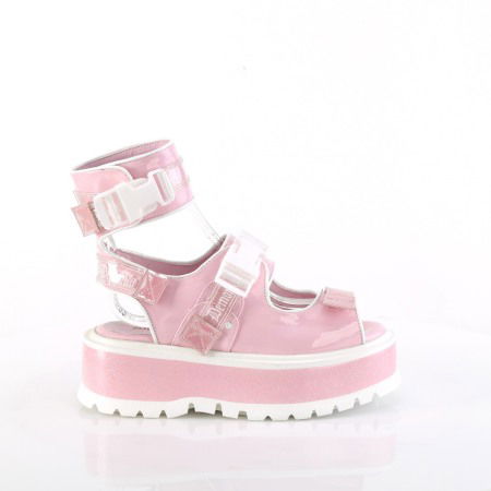 Sandale roz cu talpa lata, DemoniaCult, SLACKER 15B [4]