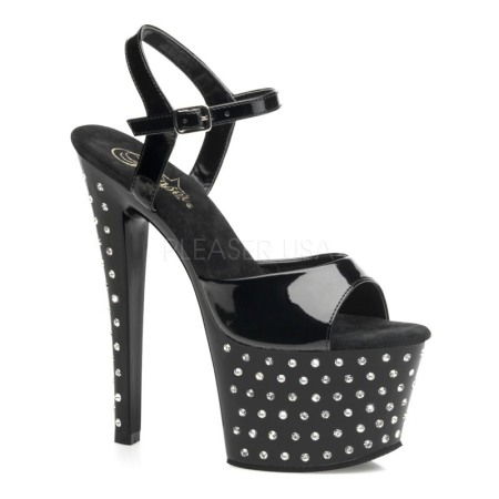 Marimea 37 - Sandale cu platforma, comode, cu toc cu pietricele