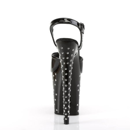 Sandale Pole Dance STARDUST 809 negre cu cristale, toc 20 cm și platformă 10 cm Pleaser USA [2]