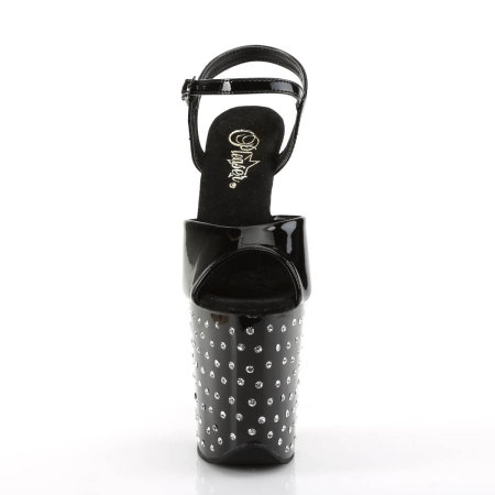 Sandale Pole Dance STARDUST 809 negre cu cristale, toc 20 cm și platformă 10 cm Pleaser USA [4]