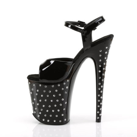 Sandale Pole Dance STARDUST 809 negre cu cristale, toc 20 cm și platformă 10 cm Pleaser USA [3]