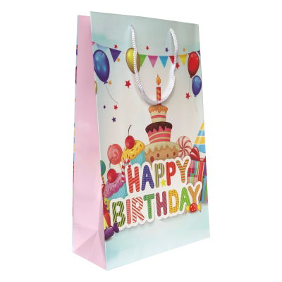 Pungi cadou MARI - Punga cadou de hartie mare cu model vara - Happy Birthday