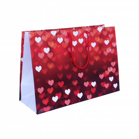 Pungi cadou MARI - Punga cadou de hartie mare cu model vara - inimioare
