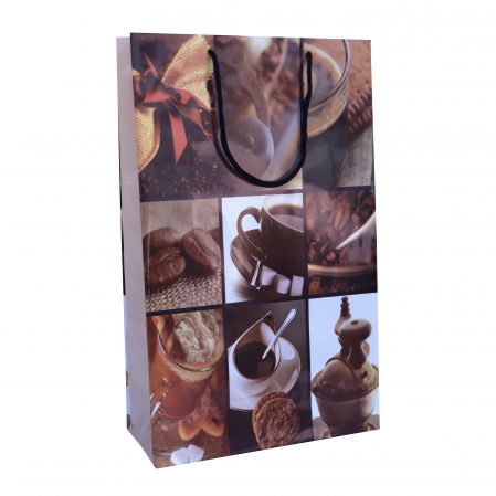Pungi cadou MARI - Punga cadou de hartie mare cu model vara - elemente cafea