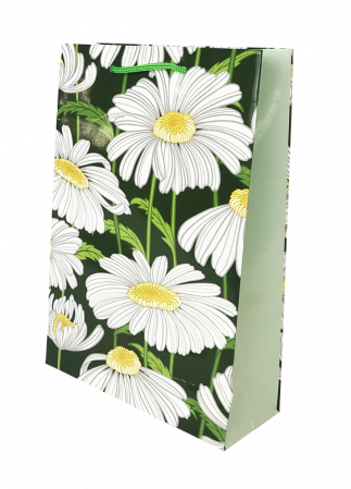 Pungi cadou MEDII - Punga cadou de hartie medie cu model vara - margarete