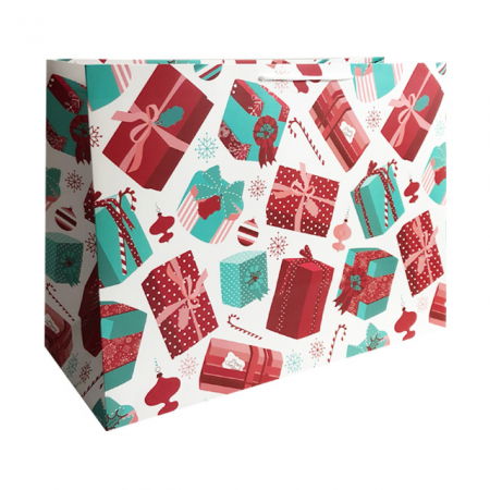 Pungi cadou XXL - Punga de cadou xxl cu model cadouri de Craciun