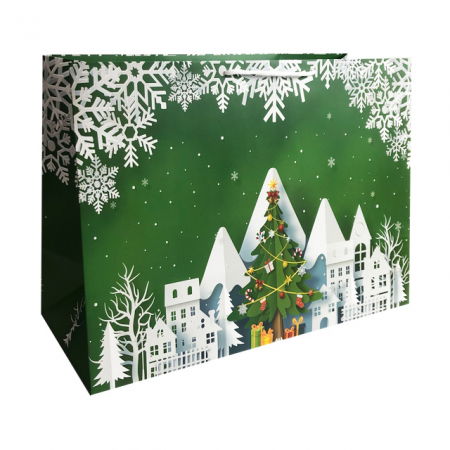 Pungi cadou XXL - Punga de cadou xxl cu model brad de Craciun