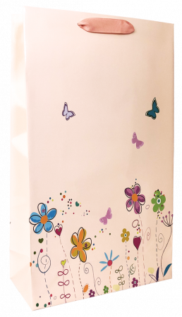 Pungi cadou MARI - Punga cadou de hartie mare cu model vara - floricele