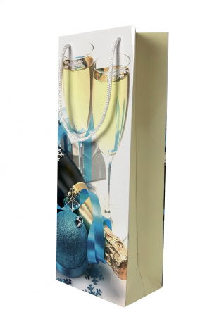 Pungi cadou LUX - Punga de cadou din hartie pentru sticla cu model festiv cu pahare