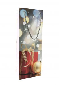 Pungi cadou LUX - Punga de cadou din hartie pentru sticla cu model de Craciun