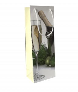 Pungi cadou LUX - Punga de cadou din hartie pentru sticla cu model festiv de Craciun