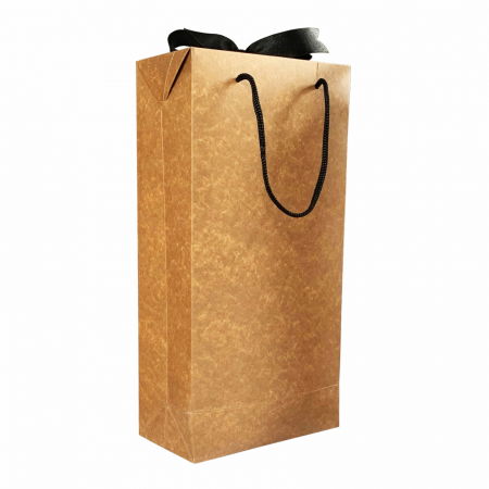 Gama Kraft - SET 10 Boxbag pungi cadou kraft natur pentru 2 sticle vin (35x18x9 cm)