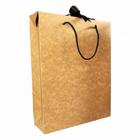 Gama Kraft - SET 10 Boxbag pungi cadou kraft natur pentru 3 sticle vin (35x25x9 cm)