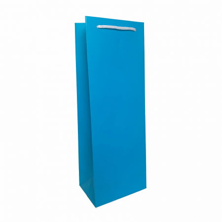Pungi cadou albastre - Punga de cadou din hartie pentru sticla cyan