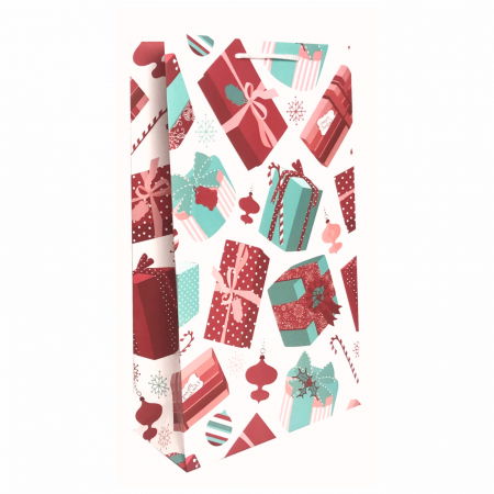 Pungi cadou MARI - Punga de cadou mare cu model cadouri de Craciun