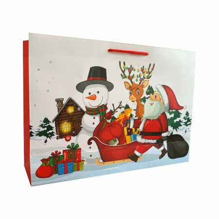 Pungi cadou MARI - Punga de cadou mare cu MOS Craciun