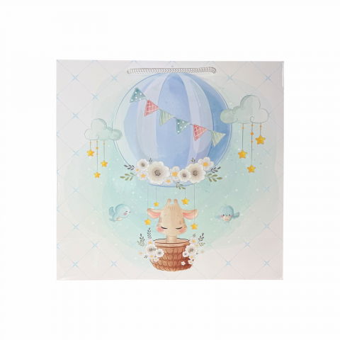 Punga de cadou patrata, 24x24x9 cm, model GIRAFA BLEU [1]