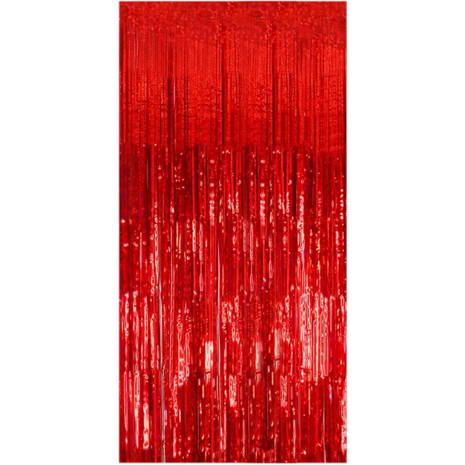 Petrecere - Perdea Franjurata, Flippy, Model Decor Petrecere, pentru Fundal de Poze, Amenajare Colorata a Petrecerii, Dimensiune 100x200 cm, Rosu