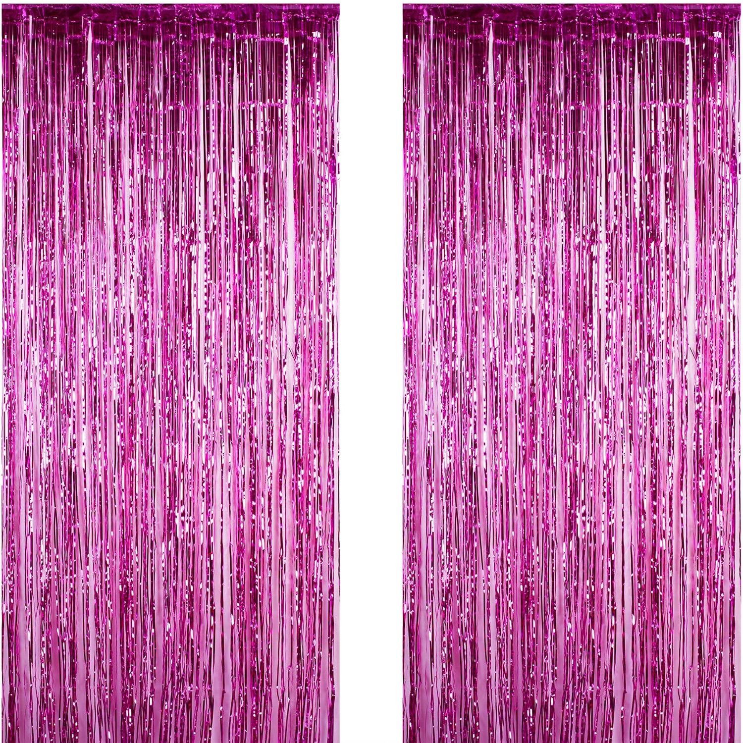 Petrecere - Perdea Franjurata, Flippy, Model Decor Petrecere, pentru Fundal de Poze, Amenajare Colorata a Petrecerii, Dimensiune 100x200 cm, Roz Inchis