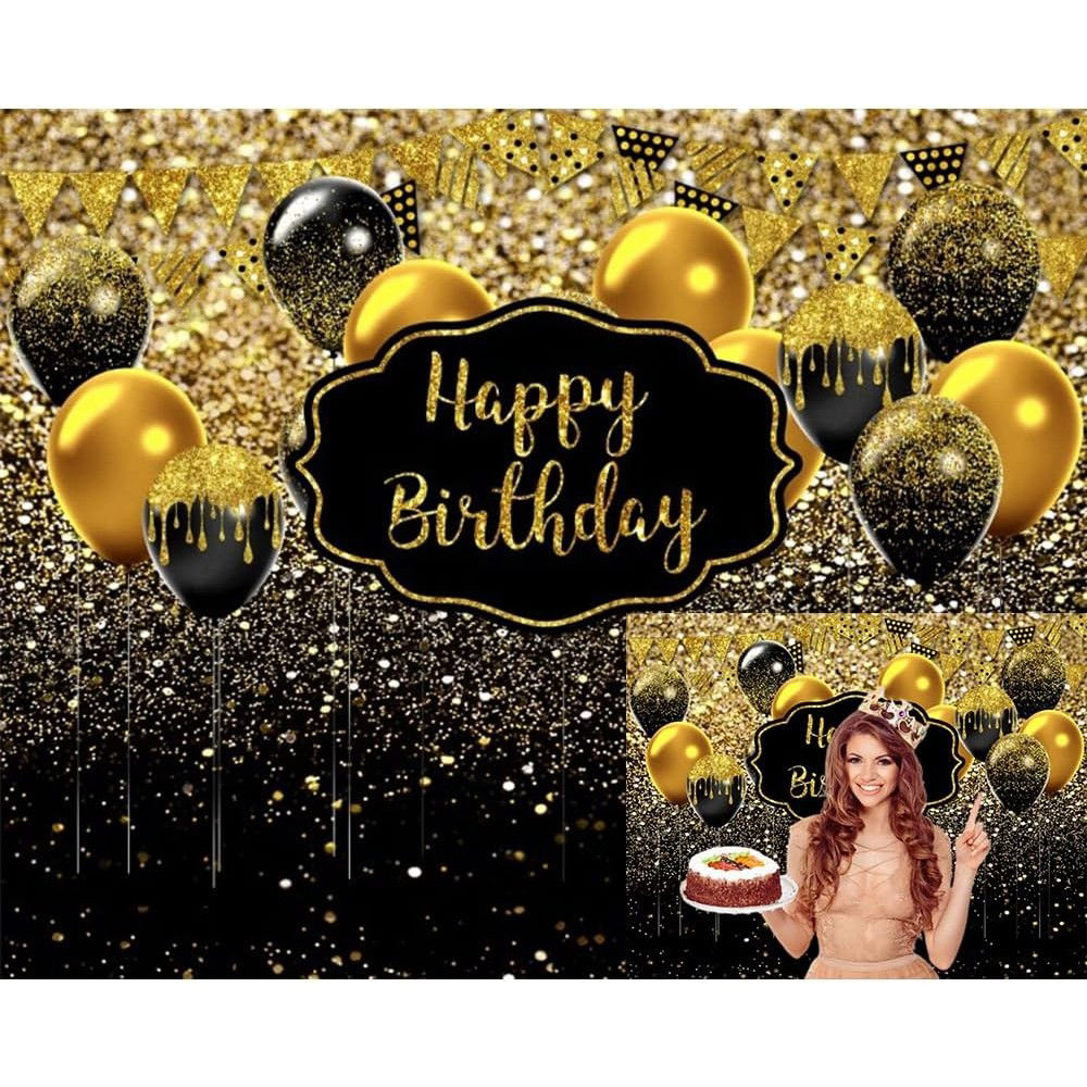 Banner Tip Fundal pentru Poze, Flippy, din Panza, 185 x 110 cm, Sfoara 6 m, Prindere in 4 Colturi, Negru/Auriu [3]