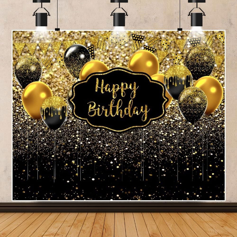 Banner Tip Fundal pentru Poze, Flippy, din Panza, 185 x 110 cm, Sfoara 6 m, Prindere in 4 Colturi, Negru/Auriu [4]