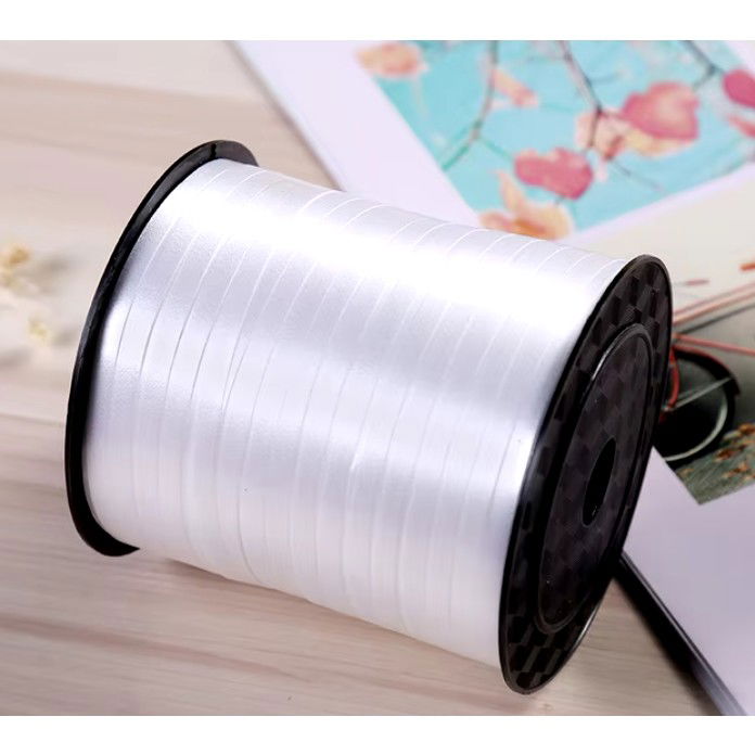 Panglica pentru Baloane, Flippy, Rola de 200 de Metri, din Rafie, Alba [6]