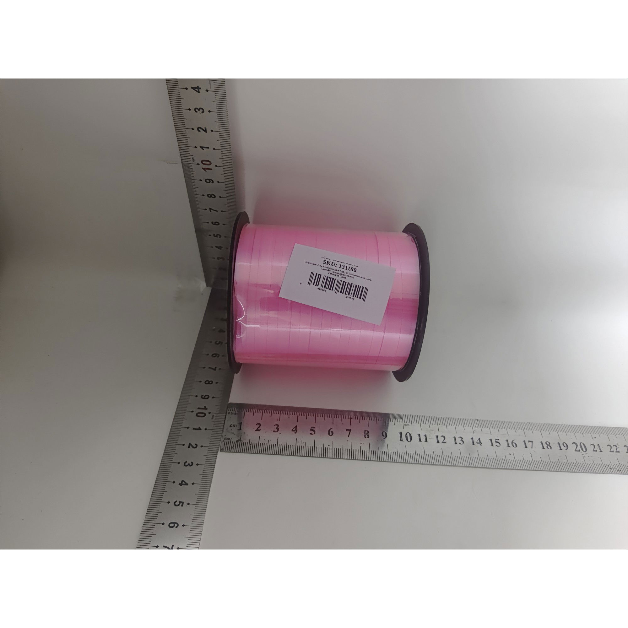 Petrecere - Panglica pentru Baloane, Flippy, Rola de 200 de Metri, din Rafie, Roz