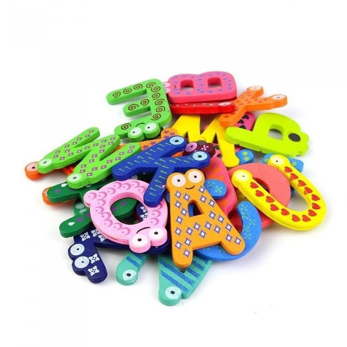 Jucarii - Set 26 Magneti de Frigider pentru Copii, Flippy, Model Alfabet A-Z, Figurine Amuzante, din Lemn, Multicolor