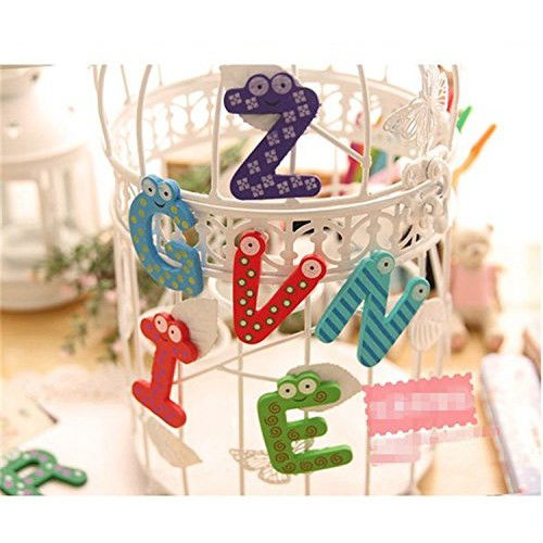 Set 26 Magneti de Frigider pentru Copii, Flippy, Model Alfabet A-Z, Figurine Amuzante, din Lemn, Multicolor [4]