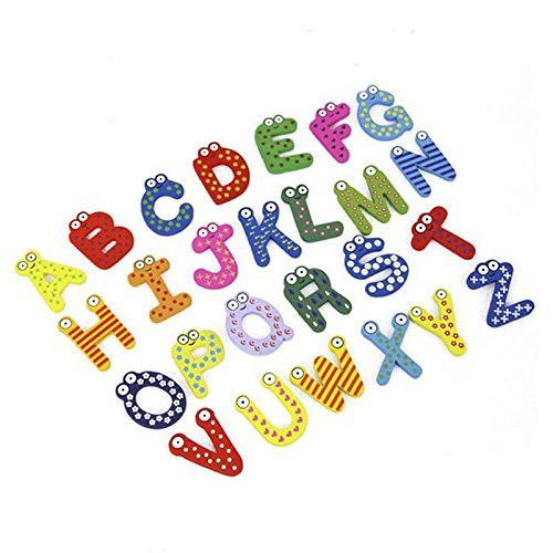 Jucarii - Set 26 Magneti de Frigider pentru Copii, Flippy, Model Alfabet A-Z, Figurine Amuzante, din Lemn, Multicolor