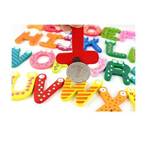 Set 26 Magneti de Frigider pentru Copii, Flippy, Model Alfabet A-Z, Figurine Amuzante, din Lemn, Multicolor [5]