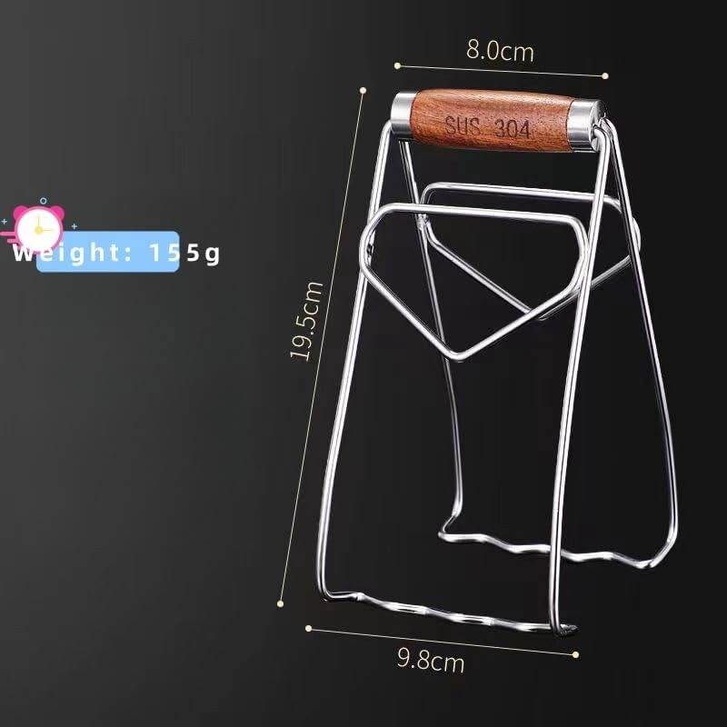 Pentru casa - Clema pentru Boluri, Flippy, Anti-Alunecare, din Otel Inoxidabil, Extindere, pentru Oale, Tigai, de Uz Casnic, Rezistent la Temperaturi Inalte, 19.5x9.8x8 cm, Maner Maro, Gri