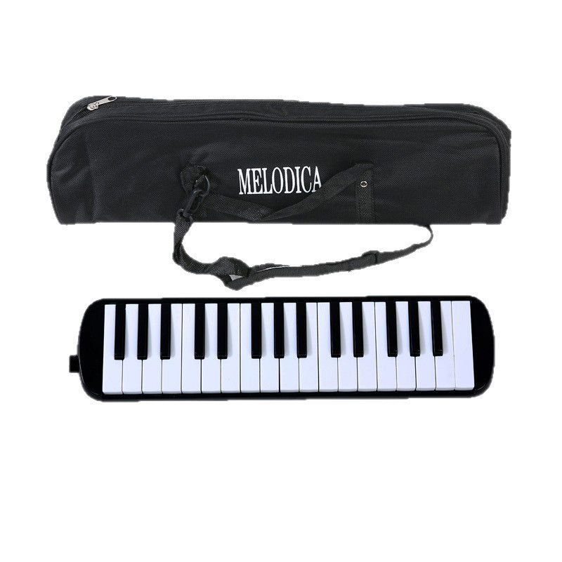 Jucarii Creative - Muzicuta Melodica 32 Clape, Flippy, din ABS, pentru Incepatori, 45 x 13 x 7 cm, Include Husa si Suflator, Negru