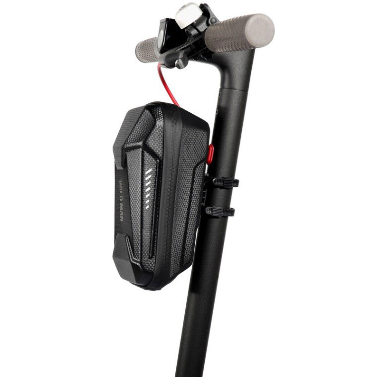 Suporţi Bicicletă - Borseta pentru bicicleta/trotineta Flippy, spatiu de depozitare, antisoc, waterproof, cu fermoar, 3L, material carbon si plastic dur, pentru trotineta electrica scuter, bicicleta, negru
